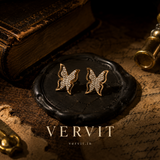 Vervit Wings of Light Earrings | Pave Crystal Butterfly Studs in Rose Gold