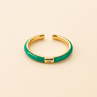 Vervit Green Enamel Minimal Ring for Women – 18K Gold Plated 316L Stainless Steel