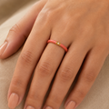 Vervit Gold Pink Enamel Open Cuff Ring for Women – 18K Gold Plated 316L Stainless Steel