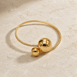 Vervit Gold Dual Sphere Open Bangle for Women – 18K Gold-Plated Anti-Tarnish Stainless Steel