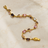 Vervit Gold Pink & Purple Vine Bracelet for Women – 18K Gold-Plated Anti-Tarnish Stainless Steel