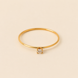 Vervit Gold Solitaire Minimal Ring for Women – 18K Gold Plated 316L Stainless Steel