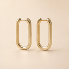 Vervit Gold Rectangular Hoop Earrings for Women – 18K Gold Plated 316L Stainless Steel