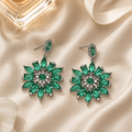 Vervit Silver Floral Drop Earrings for Women – Anti-Tarnish 316L Stainless Steel
