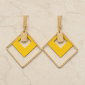 Vervit Geometric Drop Earrings for Women – 18K Gold Plated 316L Stainless Steel with Yellow Enamel Accent