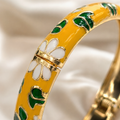Vervit Yellow Floral Enamel Bangle for Women – 18K Gold Plated 316L Stainless Steel