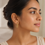 Vervit Gold Rectangular Hoop Earrings for Women – 18K Gold Plated 316L Stainless Steel