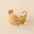 Vervit Gold Leaf Cuff Bangle for Women – 18K Gold-Plated PVD Finish, Anti-Tarnish 316L Stainless Steel