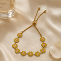 Vervit Gold Daisy Flower Adjustable Bracelet for Women – 18K Gold Plated 316L Stainless Steel