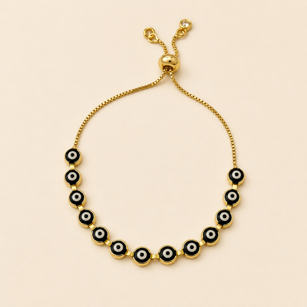 Vervit Gold Evil Eye Slider Bracelet for Women – 18K Gold Plated PVD Finish