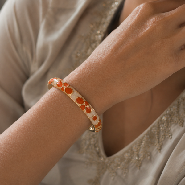 Vervit Gold Enamel Bangle for Women – 18K Gold-Plated PVD Finish, Anti-Tarnish 316L Stainless Steel