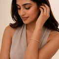 Vervit Gold Floral Stone Tennis Bracelet for Women – 18K Gold-Plated Anti-Tarnish Stainless Steel