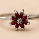 Vervit Silver Floral Statement Ring for Women – Anti-Tarnish 316L Stainless Steel