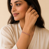 Vervit Gold Pink Floral Slider Bracelet for Women – 18K Gold Plated PVD Finish