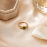 Vervit Gold Green Stone Ring for Women – 18K Gold Plated 316L Stainless Steel