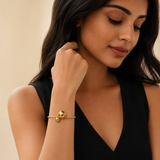 Vervit Gold Dual Sphere Open Bangle for Women – 18K Gold-Plated Anti-Tarnish Stainless Steel