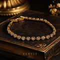Vervit Gold Floral Stone Tennis Bracelet for Women – 18K Gold-Plated Anti-Tarnish Stainless Steel