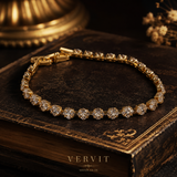 Vervit Gold Floral Stone Tennis Bracelet for Women – 18K Gold-Plated Anti-Tarnish Stainless Steel