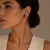 Rose Gold Black Stud Earrings for Modern Occasion Wear | VERVIT
