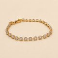 Vervit Gold Floral Stone Tennis Bracelet for Women – 18K Gold-Plated Anti-Tarnish Stainless Steel