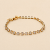 Vervit Gold Floral Stone Tennis Bracelet for Women – 18K Gold-Plated Anti-Tarnish Stainless Steel