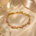 Vervit Gold Pink Vine Bracelet for Women – 18K Gold-Plated Anti-Tarnish Stainless Steel
