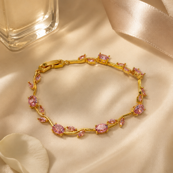 Vervit Gold Pink Vine Bracelet for Women – 18K Gold-Plated Anti-Tarnish Stainless Steel