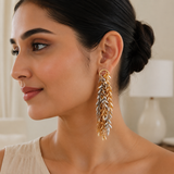 Vervit Dual-Tone Cascading Tassel Drop Earrings for Women – 18K Gold-Plated 316L Stainless Steel