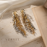 Vervit Dual-Tone Cascading Tassel Drop Earrings for Women – 18K Gold-Plated 316L Stainless Steel