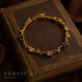 Vervit Gold Pink & Purple Vine Bracelet for Women – 18K Gold-Plated Anti-Tarnish Stainless Steel