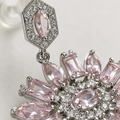 Vervit Silver Pink Floral Drop Earrings for Women – Anti-Tarnish 316L Stainless Steel