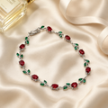 Vervit Silver Red Floral Vine Bracelet for Women – Anti-Tarnish 316L Stainless Steel
