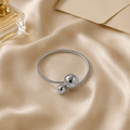 Vervit Silver Dual Sphere Open Bangle for Women – Anti-Tarnish 316L Stainless Steel