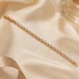 Vervit Gold Floral Stone Tennis Bracelet for Women – 18K Gold-Plated Anti-Tarnish Stainless Steel