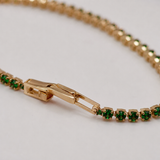 Vervit Gold Green Tennis Bracelet for Women – 18K Gold-Plated PVD Finish, Anti-Tarnish 316L Stainless Steel