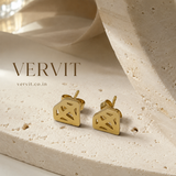 Vervit Gold Diamond Motif Stud Earrings for Women – 18K Gold Plated 316L Stainless Steel