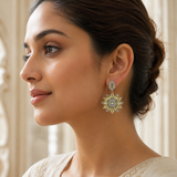 Vervit Silver Floral Drop Earrings for Women – Polished 316L Stainless Steel with Anti-Tarnish Finish