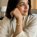 Vervit Yellow Floral Enamel Bangle for Women – 18K Gold Plated 316L Stainless Steel
