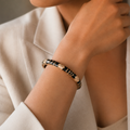 Vervit Black Floral Enamel Bangle for Women – 18K Gold Plated 316L Stainless Steel with Anti-Tarnish Finish