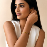Vervit Gold Crystal Screw Motif Bangle for Women – 18K Gold-Plated PVD Finish, Anti-Tarnish 316L Stainless Steel