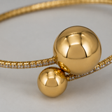 Vervit Gold Dual Sphere Open Bangle for Women – 18K Gold-Plated Anti-Tarnish Stainless Steel