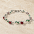 Vervit Silver Red Floral Vine Bracelet for Women – Anti-Tarnish 316L Stainless Steel