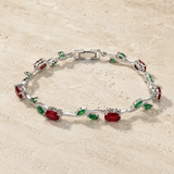 Vervit Silver Red Floral Vine Bracelet for Women – Anti-Tarnish 316L Stainless Steel