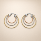 Vervit Triple-Tone Layered Hoop Earrings for Women – 316L Stainless Steel with 18K Gold-Plated PVD Finish