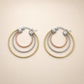 Vervit Triple-Tone Layered Hoop Earrings for Women – 316L Stainless Steel with 18K Gold-Plated PVD Finish