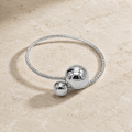 Vervit Silver Dual Sphere Open Bangle for Women – Anti-Tarnish 316L Stainless Steel