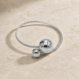Vervit Silver Dual Sphere Open Bangle for Women – Anti-Tarnish 316L Stainless Steel