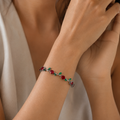 Vervit Silver Red Floral Vine Bracelet for Women – Anti-Tarnish 316L Stainless Steel