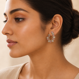 Vervit Gold Floral Open Hoop Earrings for Women – 18K Gold-Plated 316L Stainless Steel