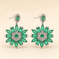 Vervit Silver Floral Drop Earrings for Women – Anti-Tarnish 316L Stainless Steel